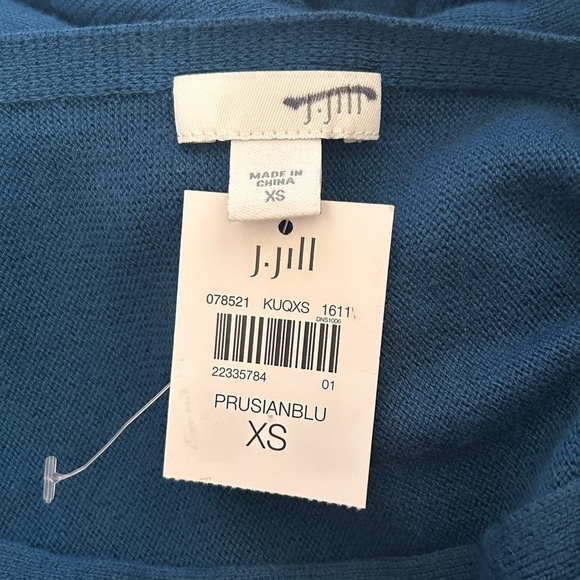 J. Jill Top Sweater Tunic Pullover Viscose Rayon Cotton Long Sleeve Prusian Blue - Picture 6 of 9